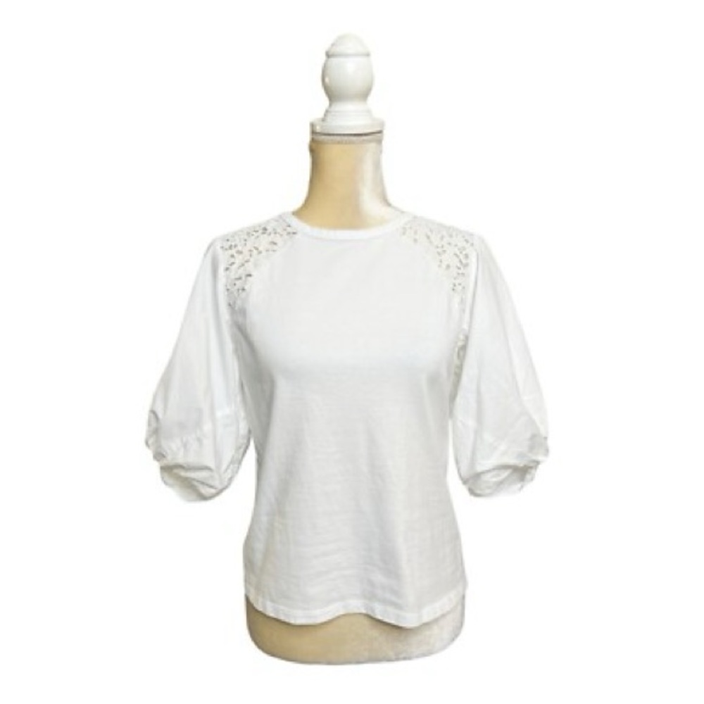 Rebecca Taylor White Puff Sleeve Blouse